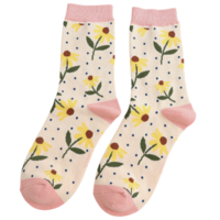 Miss Sparrow Socken Bamboo Sunflowers cream