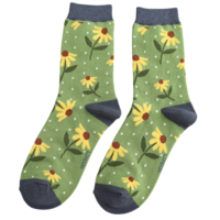 Miss Sparrow Socks Bamboo Sunflowers green