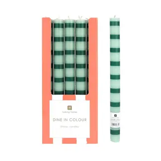Talking Tables Dinner Candles Stripe green in Display