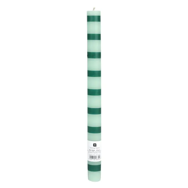 Dinner Kerzen Stripe green in Display
