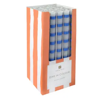 Talking Tables Dinner Kerzen Stripe blue in Display