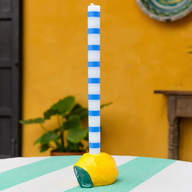 Dinner Kerzen Stripe blue in Display
