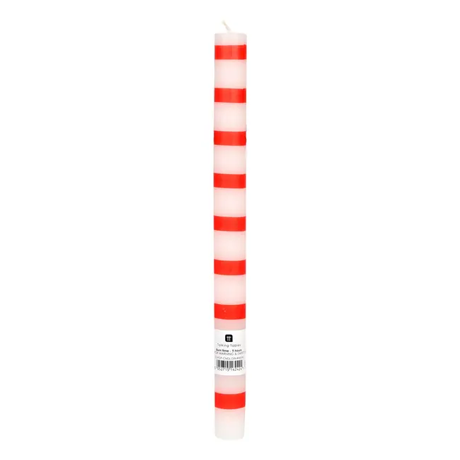 Dinner Kerzen Stripe red in Display