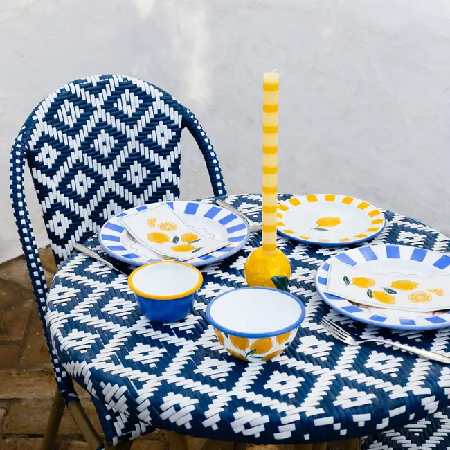 Dinner Candles Stripe yellow in Display