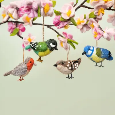 Sjaal met Verhaal Felt Hanger Tuinvogel assorti