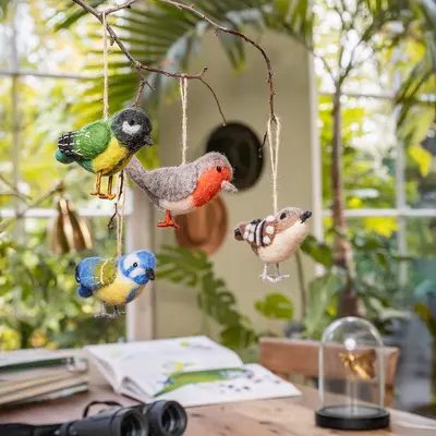 Sjaal met Verhaal Felt Hanger Tuinvogel assorti