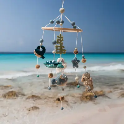 Sjaal met Verhaal Felt Mobile Sealife