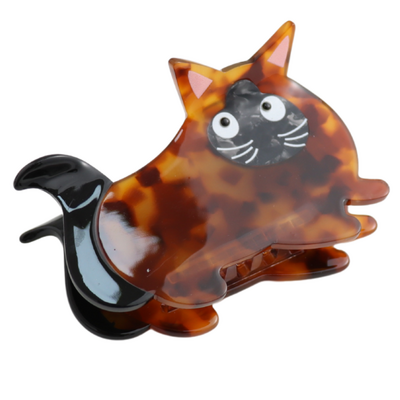 Red Cuckoo Hair Claw Clip Cat tortoiseshell
