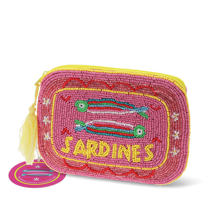 Makeup Bag Beaded Handcrafted Sardines