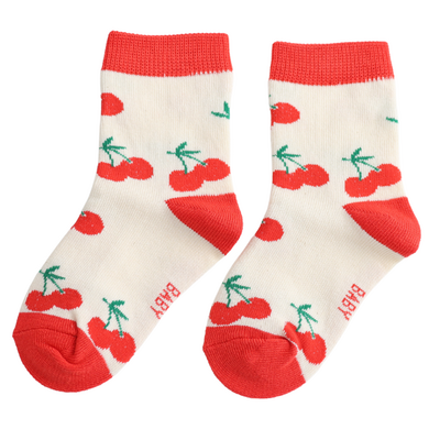 Miss Sparrow Kids Socks Bamboo Cherries cream 2-3Y