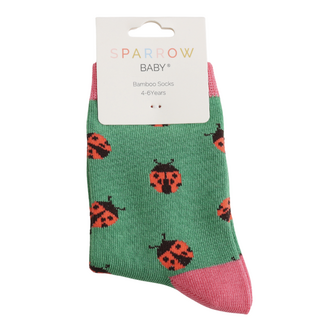 Miss Sparrow Kids Socks Bamboo Ladybirds green 4-6Y