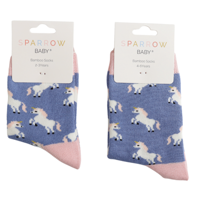Miss Sparrow Kids-Socken Bamboo Unicorn denim 2-3Y