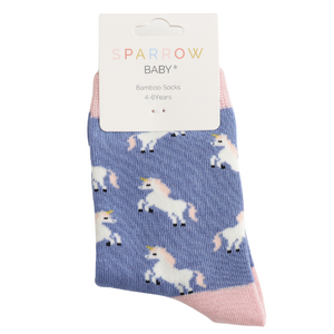 Miss Sparrow Kids-Socken Bamboo Unicorn denim 4-6Y