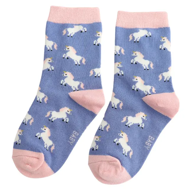 Kids Socks Bamboo Unicorn denim 4-6Y