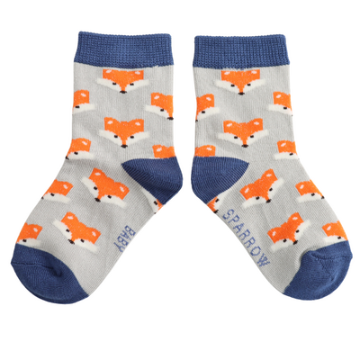 Miss Sparrow Kids-Socken Bamboo Fox Faces silver 2-3Y