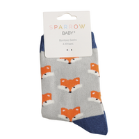 Miss Sparrow Kids-Socken Bamboo Fox Faces silver 4-6Y