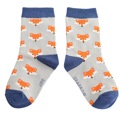 Miss Sparrow Kids-Socken Bamboo Fox Faces silver 4-6Y