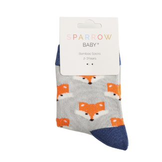 Miss Sparrow Kids-Socken Bamboo Fox Faces silver 2-3Y