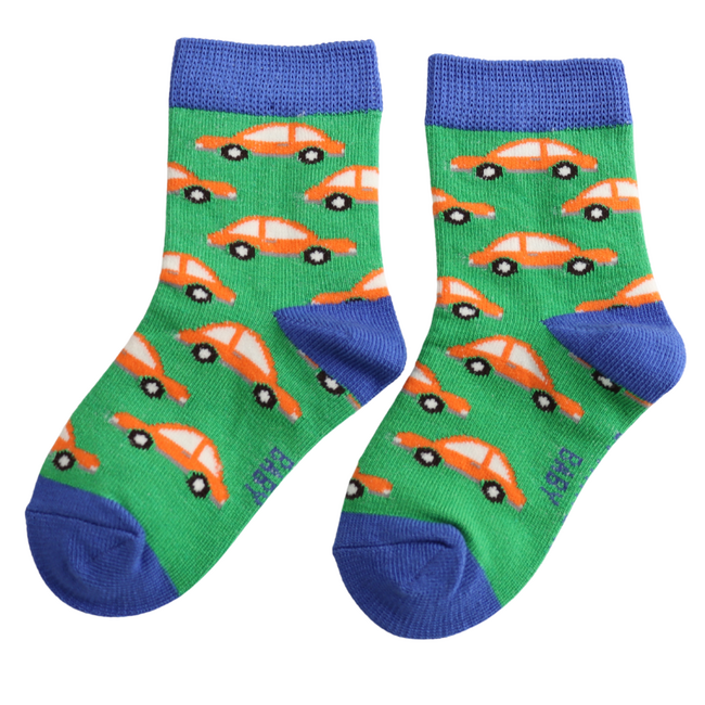 Kids-Socken Bamboo Cars green 2-3Y
