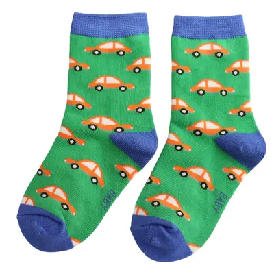 Miss Sparrow Kids Socks Bamboo Cars green  4-6Y
