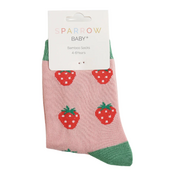 Miss Sparrow Kids-Socken Bamboo Strawberries dusky pink 4-6Y
