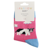 Miss Sparrow Kids Socks Bamboo Cows hotpink 2-3Y