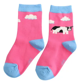 Miss Sparrow Kids Socks Bamboo Cows hotpink 4-6Y