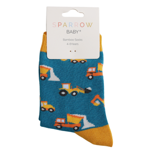 Miss Sparrow Kids Socks Bamboo Trucks teal 4-6Y