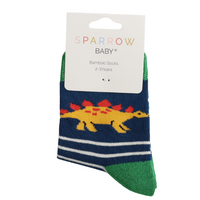 Miss Sparrow Kids-Socken Bamboo Stegosaurus & Stripes navy 2-3Y