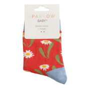 Miss Sparrow Kids Socks Bamboo Daisies red 2-3Y