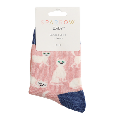 Miss Sparrow Kids-Socken Bamboo Little Kitty dusky pink 2-3Y