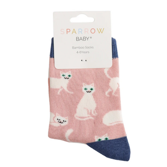 Miss Sparrow Kids Socks Bamboo Little Kitty dusky pink 4-6Y