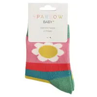 Miss Sparrow Kids Socks Bamboo Daisies & Stripes pink 2-3Y