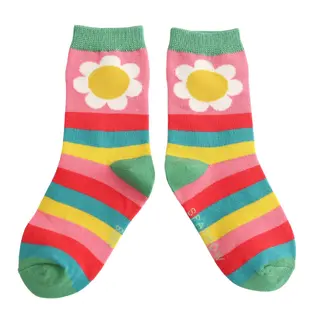 Miss Sparrow Kids-Socken Bamboo Daisies & Stripes pink 4-6Y