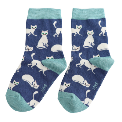 Miss Sparrow Kids Socks Bamboo Little Kitty navy 4-6Y