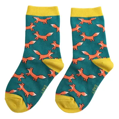 Miss Sparrow Kids-Socken Bamboo Foxes teal 4-6Y