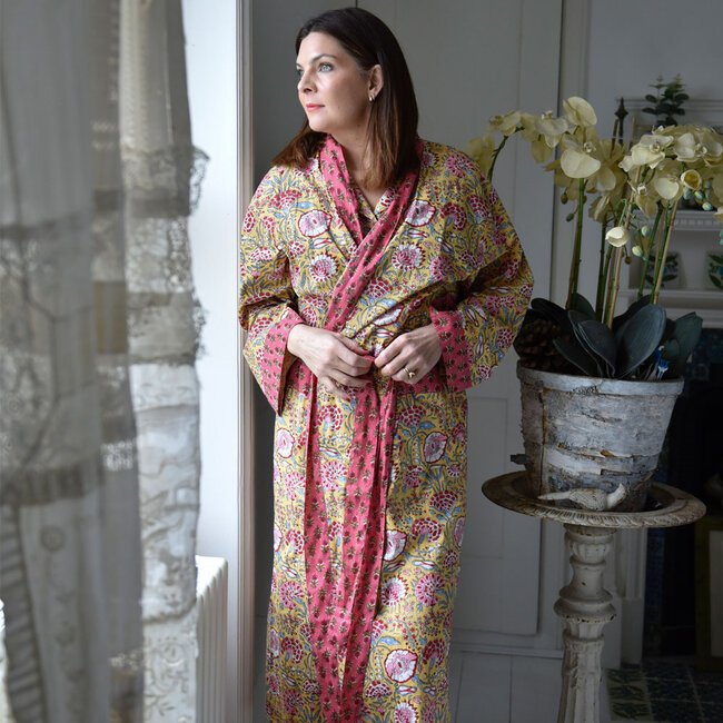Dressing gown Carnation yellow & pink