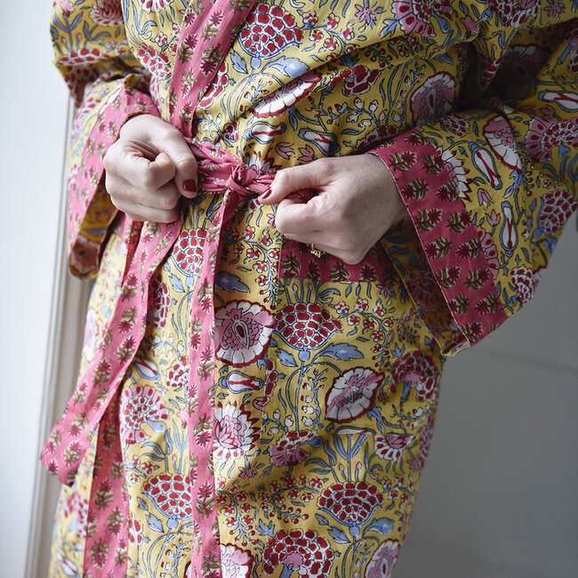 Dressing gown Carnation yellow & pink