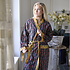 Powell Craft Dressing gown Lily navy & pink