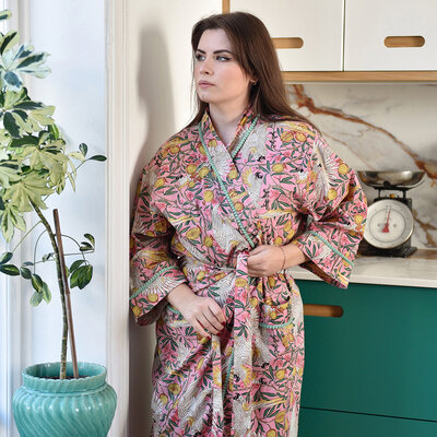 Powell Craft Dressing gown Tropical Bird & Pomegranate