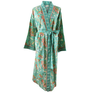 Powell Craft Dressing gown Floral turquoise