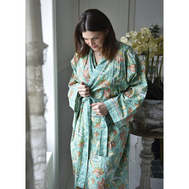 Dressing gown Floral turquoise