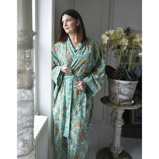 Dressing gown Floral turquoise