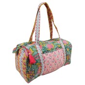 Powell Craft Canvas Duffle Bag Floral green/lemon/pink