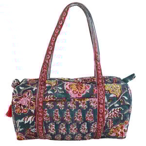 Powell Craft Canvas Duffle Bag Floral denim/pink