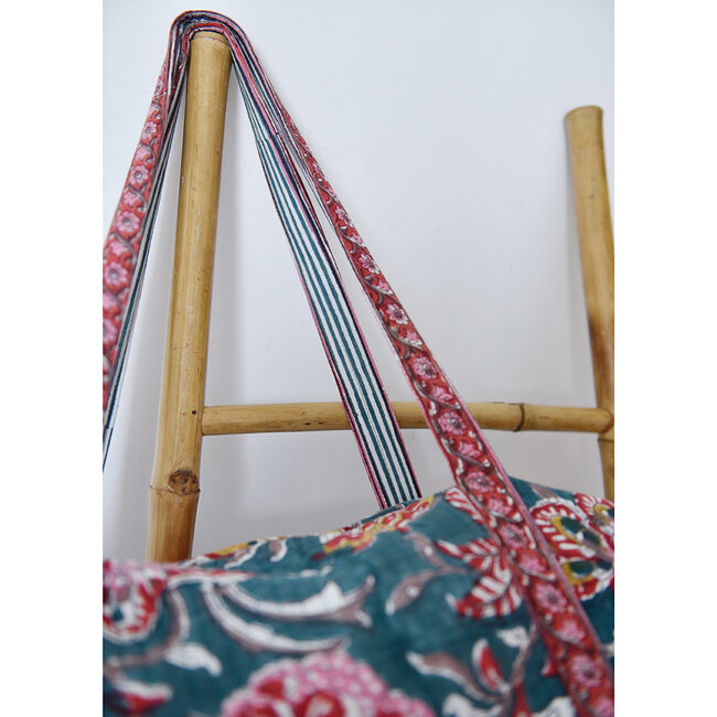 Canvas Duffle Bag Floral denim/pink