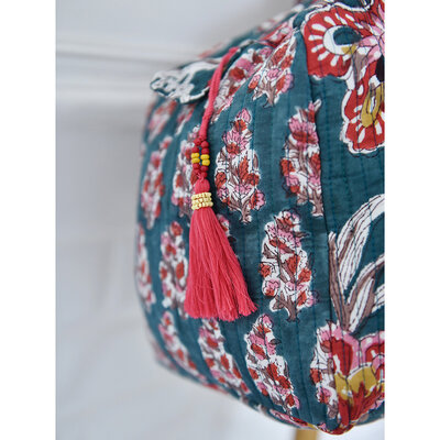 Powell Craft Canvas Duffle Bag Floral denim/pink