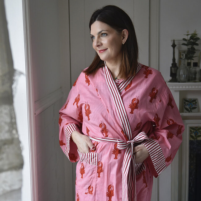 Dressing gown Lobster pink & red