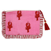 Powell Craft Make-up Tasche Lobster pink & red
