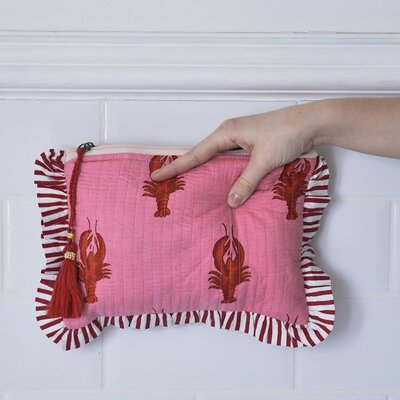 Powell Craft Make-up Bag Lobster pink & red